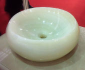 Lavabo blanc d'onyx de jade de crème d'évier de navire de salle de bains d'onyx de bassin d'évier de partie supérieure du comptoir de jade