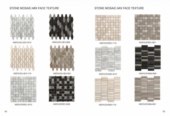 Mélangez la mosaïque de marbre artificielle de long hexagone de marbre blanc de Carrare de visage