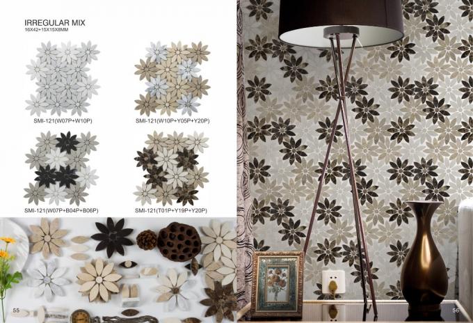 Mélangez la mosaïque de marbre artificielle de long hexagone de marbre blanc de Carrare de visage