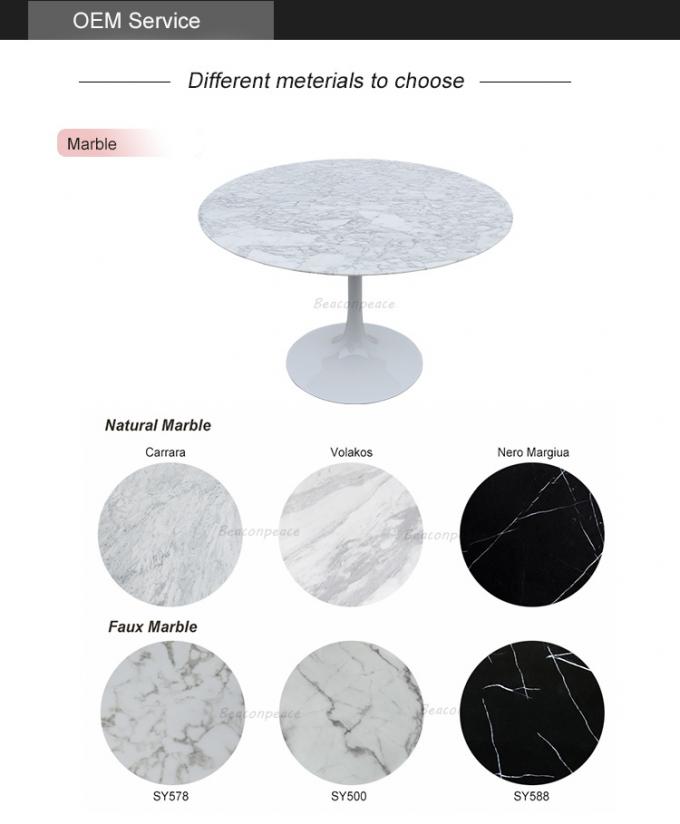 Table de salle à manger supérieure de marbre blanche avec à base métallique pour le salon