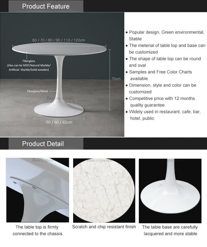 Table de salle à manger supérieure de marbre blanche avec à base métallique pour le salon