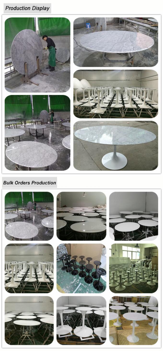 Table de salle à manger supérieure de marbre blanche avec à base métallique pour le salon